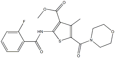 methyl 2-{[(2-fluorophenyl)carbonyl]amino}-4-methyl-5-(morpholin-4-ylcarbonyl)thiophene-3-carboxylate Struktur