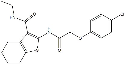 2-{[(4-chlorophenoxy)acetyl]amino}-N-ethyl-4,5,6,7-tetrahydro-1-benzothiophene-3-carboxamide Struktur