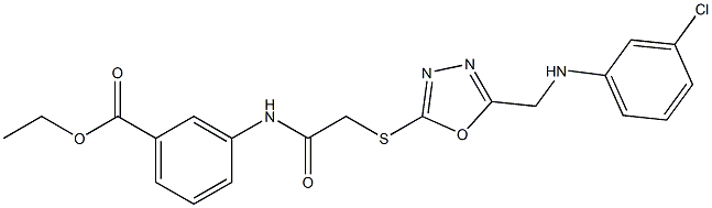 ethyl 3-{[({5-[(3-chloroanilino)methyl]-1,3,4-oxadiazol-2-yl}sulfanyl)acetyl]amino}benzoate Struktur