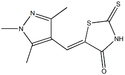 2-thioxo-5-[(1,3,5-trimethyl-1H-pyrazol-4-yl)methylene]-1,3-thiazolidin-4-one Struktur