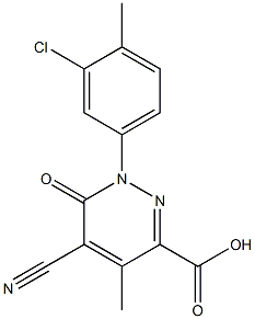 1-(3-chloro-4-methylphenyl)-5-cyano-4-methyl-6-oxo-1,6-dihydro-3-pyridazinecarboxylic acid Struktur