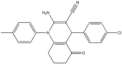 2-amino-4-(4-chlorophenyl)-1-(4-methylphenyl)-5-oxo-1,4,5,6,7,8-hexahydroquinoline-3-carbonitrile Struktur