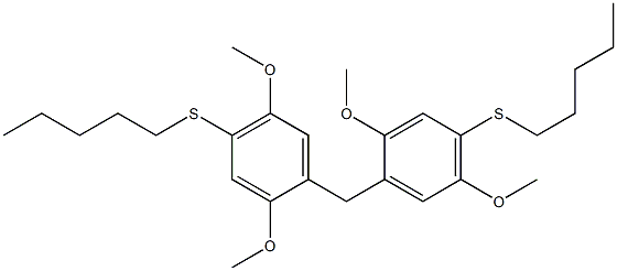 1-[2,5-dimethoxy-4-(pentylsulfanyl)benzyl]-2,5-dimethoxy-4-(pentylsulfanyl)benzene Struktur