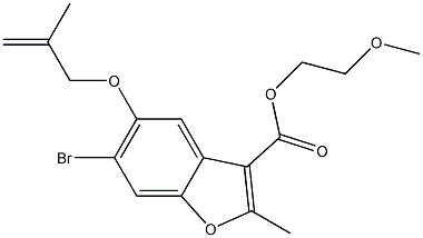 2-methoxyethyl 6-bromo-2-methyl-5-[(2-methyl-2-propenyl)oxy]-1-benzofuran-3-carboxylate Struktur