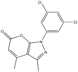 1-(3,5-dichlorophenyl)-3,4-dimethylpyrano[2,3-c]pyrazol-6(1H)-one Struktur