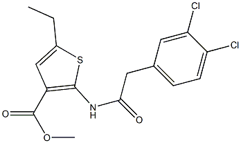 methyl 2-{[(3,4-dichlorophenyl)acetyl]amino}-5-ethyl-3-thiophenecarboxylate Struktur