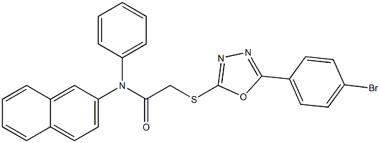 2-{[5-(4-bromophenyl)-1,3,4-oxadiazol-2-yl]sulfanyl}-N-(2-naphthyl)-N-phenylacetamide Struktur