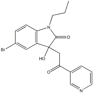 5-bromo-3-hydroxy-3-[2-oxo-2-(3-pyridinyl)ethyl]-1-propyl-1,3-dihydro-2H-indol-2-one Struktur