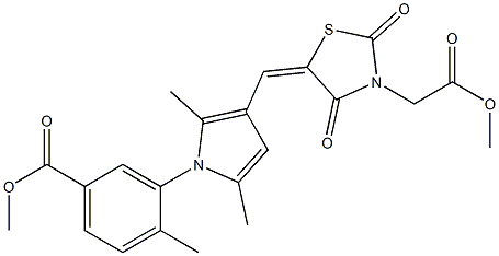 methyl 3-(3-{[3-(2-methoxy-2-oxoethyl)-2,4-dioxo-1,3-thiazolidin-5-ylidene]methyl}-2,5-dimethyl-1H-pyrrol-1-yl)-4-methylbenzoate Struktur