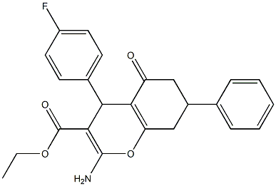 ethyl 2-amino-4-(4-fluorophenyl)-5-oxo-7-phenyl-5,6,7,8-tetrahydro-4H-chromene-3-carboxylate Struktur