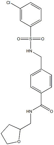 4-({[(3-chlorophenyl)sulfonyl]amino}methyl)-N-(tetrahydro-2-furanylmethyl)benzamide Struktur