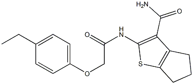 2-{[(4-ethylphenoxy)acetyl]amino}-5,6-dihydro-4H-cyclopenta[b]thiophene-3-carboxamide Struktur