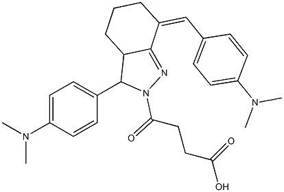 4-{7-[4-(dimethylamino)benzylidene]-3-[4-(dimethylamino)phenyl]-3,3a,4,5,6,7-hexahydro-2H-indazol-2-yl}-4-oxobutanoic acid Struktur