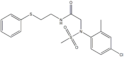 2-[4-chloro-2-methyl(methylsulfonyl)anilino]-N-[2-(phenylthio)ethyl]acetamide Struktur