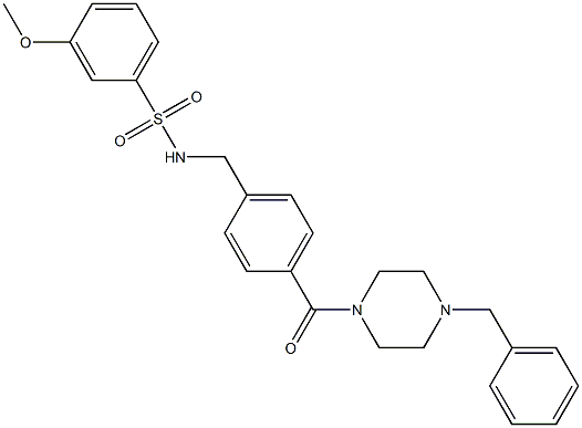 N-{4-[(4-benzyl-1-piperazinyl)carbonyl]benzyl}-3-methoxybenzenesulfonamide Struktur