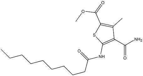 methyl 4-(aminocarbonyl)-5-(decanoylamino)-3-methyl-2-thiophenecarboxylate Struktur