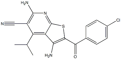 3,6-diamino-2-(4-chlorobenzoyl)-4-isopropylthieno[2,3-b]pyridine-5-carbonitrile Struktur