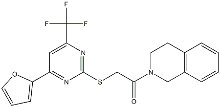 2-(3,4-dihydro-2(1H)-isoquinolinyl)-2-oxoethyl 4-(2-furyl)-6-(trifluoromethyl)-2-pyrimidinyl sulfide Struktur