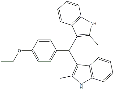 4-[bis(2-methyl-1H-indol-3-yl)methyl]phenyl ethyl ether Struktur