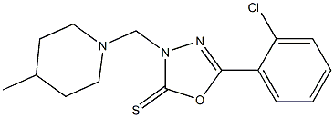 5-(2-chlorophenyl)-3-[(4-methyl-1-piperidinyl)methyl]-1,3,4-oxadiazole-2(3H)-thione Struktur