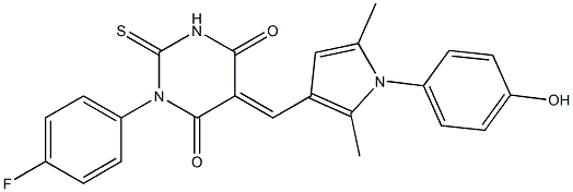 1-(4-fluorophenyl)-5-{[1-(4-hydroxyphenyl)-2,5-dimethyl-1H-pyrrol-3-yl]methylene}-2-thioxodihydro-4,6(1H,5H)-pyrimidinedione Struktur