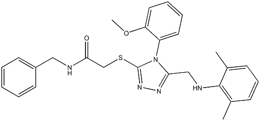 N-benzyl-2-{[5-[(2,6-dimethylanilino)methyl]-4-(2-methoxyphenyl)-4H-1,2,4-triazol-3-yl]sulfanyl}acetamide Struktur