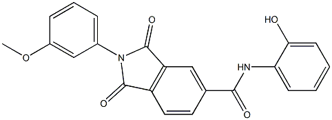 N-(2-hydroxyphenyl)-2-(3-methoxyphenyl)-1,3-dioxo-5-isoindolinecarboxamide Struktur