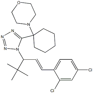 4-(1-{1-[1-tert-butyl-3-(2,4-dichlorophenyl)-2-propenyl]-1H-tetraazol-5-yl}cyclohexyl)morpholine Struktur