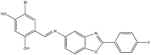 4-bromo-6-({[2-(4-fluorophenyl)-1,3-benzoxazol-5-yl]imino}methyl)-1,3-benzenediol Struktur