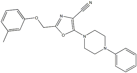 2-[(3-methylphenoxy)methyl]-5-(4-phenyl-1-piperazinyl)-1,3-oxazole-4-carbonitrile Struktur