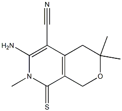 6-amino-3,3,7-trimethyl-8-thioxo-3,4,7,8-tetrahydro-1H-pyrano[3,4-c]pyridine-5-carbonitrile Struktur