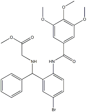 methyl {[{5-bromo-2-[(3,4,5-trimethoxybenzoyl)amino]phenyl}(phenyl)methyl]amino}acetate Struktur