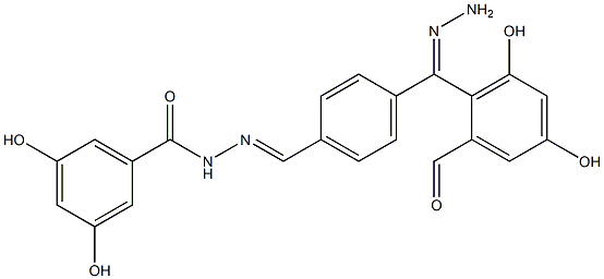 N'-{4-[2-(3,5-dihydroxybenzoyl)carbohydrazonoyl]benzylidene}-3,5-dihydroxybenzohydrazide Struktur