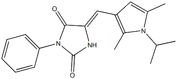 5-[(1-isopropyl-2,5-dimethyl-1H-pyrrol-3-yl)methylene]-3-phenylimidazolidine-2,4-dione Struktur