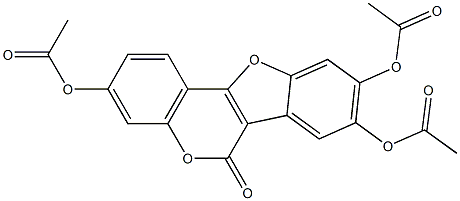 3,8-bis(acetyloxy)-6-oxo-6H-[1]benzofuro[3,2-c]chromen-9-yl acetate Struktur