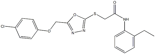 2-({5-[(4-chlorophenoxy)methyl]-1,3,4-oxadiazol-2-yl}sulfanyl)-N-(2-ethylphenyl)acetamide Struktur