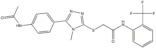 2-({5-[4-(acetylamino)phenyl]-4-methyl-4H-1,2,4-triazol-3-yl}sulfanyl)-N-[2-(trifluoromethyl)phenyl]acetamide Struktur