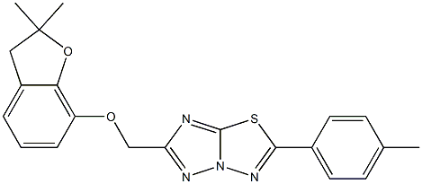 2,2-dimethyl-2,3-dihydro-1-benzofuran-7-yl [2-(4-methylphenyl)[1,2,4]triazolo[5,1-b][1,3,4]thiadiazol-6-yl]methyl ether Struktur