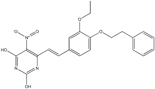 6-{2-[3-ethoxy-4-(2-phenylethoxy)phenyl]vinyl}-5-nitro-2,4-pyrimidinediol Struktur