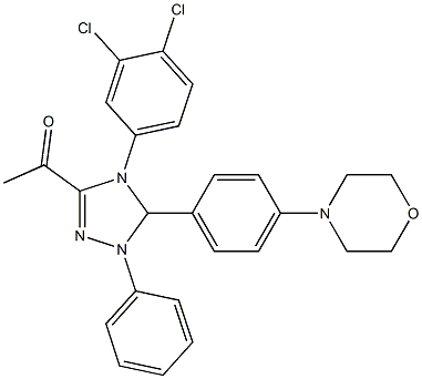 1-{4-(3,4-dichlorophenyl)-5-[4-(4-morpholinyl)phenyl]-1-phenyl-4,5-dihydro-1H-1,2,4-triazol-3-yl}ethanone Struktur