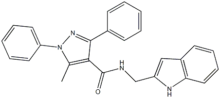 N-(1H-indol-2-ylmethyl)-5-methyl-1,3-diphenyl-1H-pyrazole-4-carboxamide Struktur