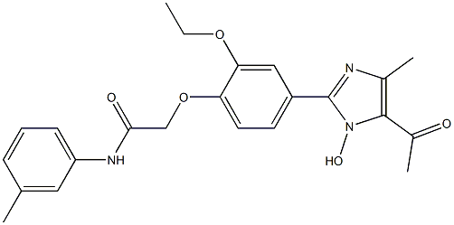 2-[4-(5-acetyl-1-hydroxy-4-methyl-1H-imidazol-2-yl)-2-ethoxyphenoxy]-N-(3-methylphenyl)acetamide Struktur