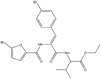 ethyl 2-{[2-[(5-bromo-2-furoyl)amino]-3-(4-bromophenyl)acryloyl]amino}-3-methylbutanoate Struktur