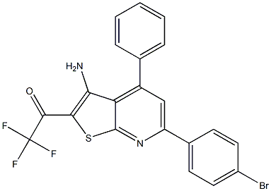 1-[3-amino-6-(4-bromophenyl)-4-phenylthieno[2,3-b]pyridin-2-yl]-2,2,2-trifluoroethanone Struktur