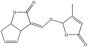 3-{[(3-methyl-5-oxo-2,5-dihydro-2-furanyl)oxy]methylene}-3,3a,6,6a-tetrahydro-2H-cyclopenta[b]furan-2-one Struktur