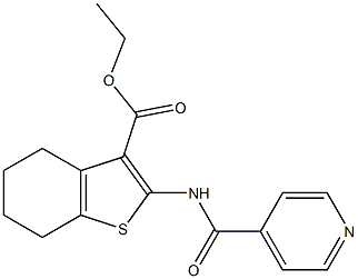 ethyl 2-(isonicotinoylamino)-4,5,6,7-tetrahydro-1-benzothiophene-3-carboxylate Struktur