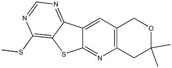 8,8-dimethyl-4-(methylsulfanyl)-7,10-dihydro-8H-pyrano[3'',4'':5',6']pyrido[3',2':4,5]thieno[3,2-d]pyrimidine Struktur