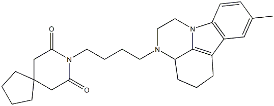 8-[4-(8-methyl-1,2,3a,4,5,6-hexahydro-3H-pyrazino[3,2,1-jk]carbazol-3-yl)butyl]-8-azaspiro[4.5]decane-7,9-dione Struktur