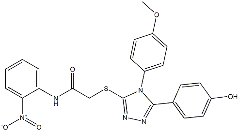 N-{2-nitrophenyl}-2-{[5-(4-hydroxyphenyl)-4-(4-methoxyphenyl)-4H-1,2,4-triazol-3-yl]sulfanyl}acetamide Struktur