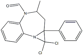 1,1-dichloro-3-methyl-1a-phenyl-1,1a,2,3-tetrahydro-4H-azireno[1,2-a][1,5]benzodiazepine-4-carbaldehyde Struktur